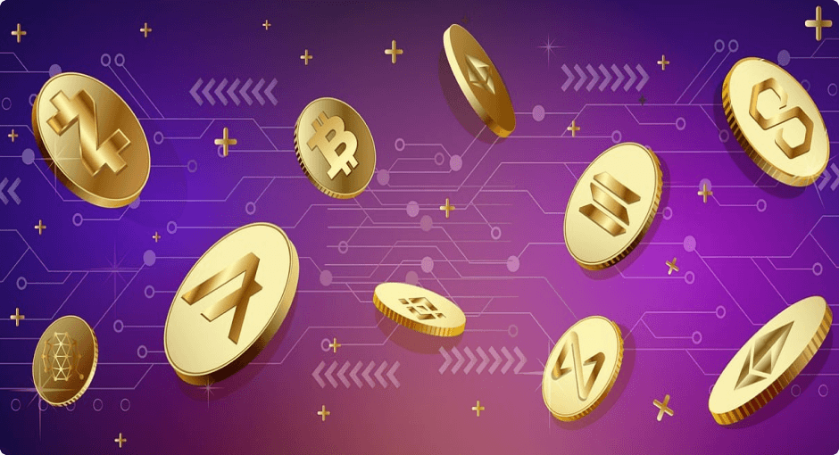 Cryptocurrency coins illustration